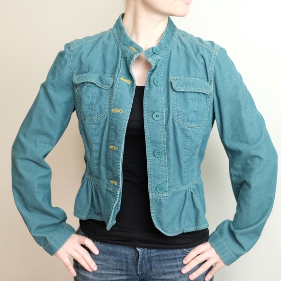 LOFT Jackets & Blazers - Ann Taylor Loft Corduroy Cropped Teal Jacket, Sz 6
